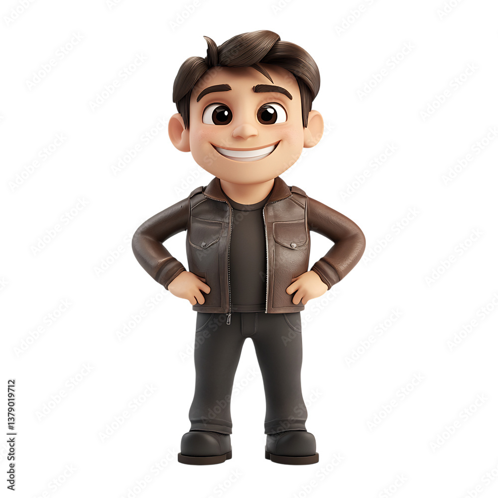 Satisfied Cartoon Character Smiling Isolated on Transparent Background Satisfied Cartoon Character Smiling Isolated on Transparent Background