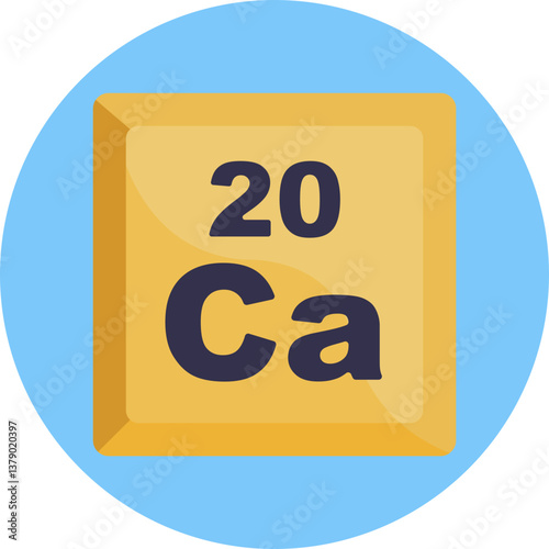 "20 Ca" represents the element Calcium, with the atomic number 20.