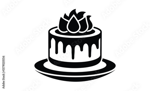 Cake isolated on white silhouette