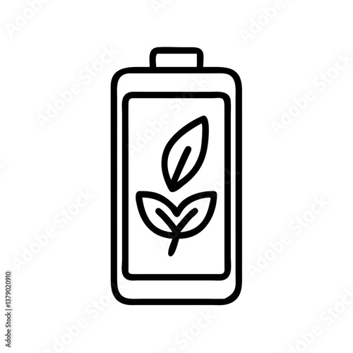 Eco-friendly battery with leaf design symbolizing sustainability  