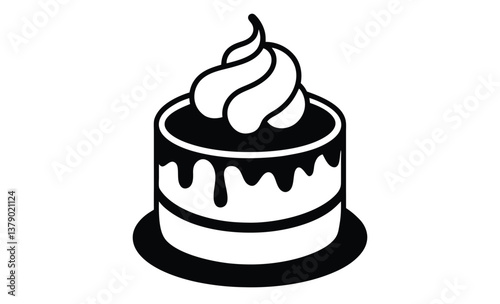 Cake isolated on white silhouette