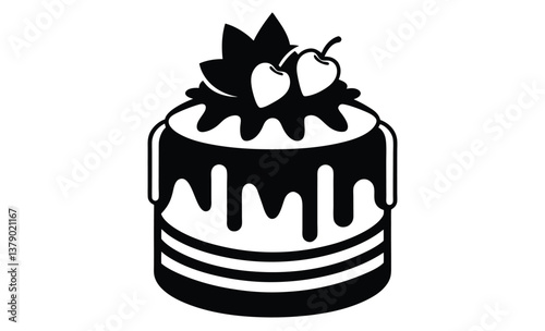 Cake isolated on white silhouette