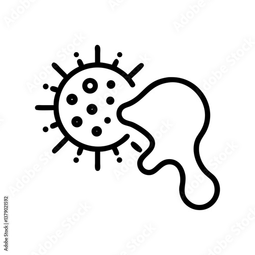 Virus Cell Illustration with Liquid Flowing  
