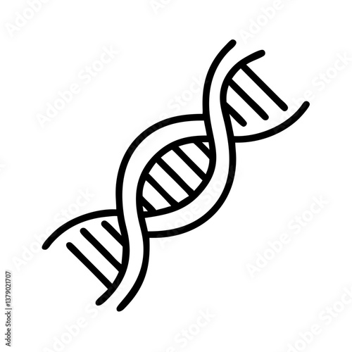 DNA Double Helix Outline Icon in Simple Black Line Art  