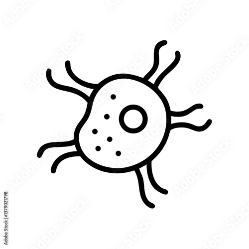 Stem Cell Illustration in Simple Black and White Style  