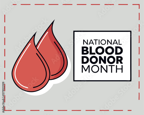 National Blood Donor Month in January: Two Red Blood Drops and Text