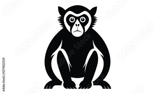 Gibbon on white design silhouette, gibbon on white background