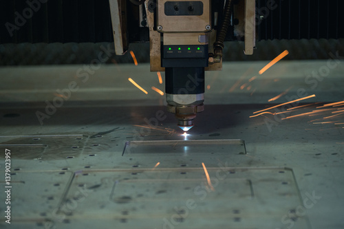 Plasma cutting machine at work