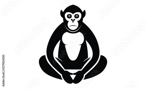 Gibbon on white design silhouette, gibbon on white background