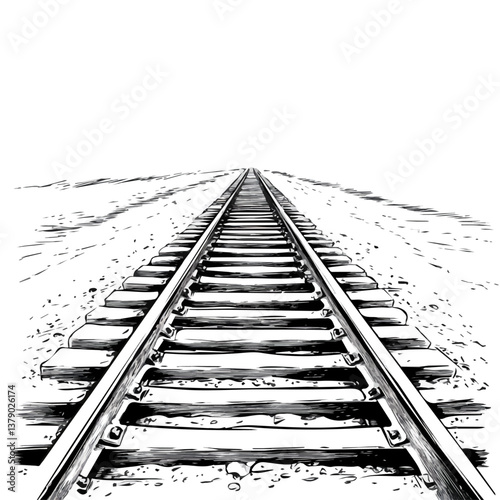 Railroad minimalist flat illustration, featuring a clean design isolated on a white background.

