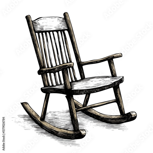 Rocking chair minimalist flat illustration, featuring a clean design isolated on a white background.

