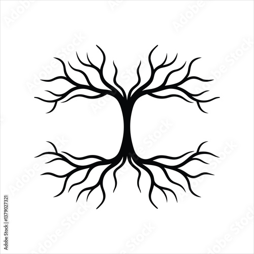 Intricate Branches and Roots Frame Nature-Inspired Line Art