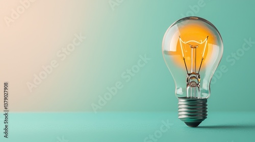 Illuminated bulb on pastel background