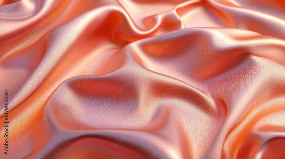 Obraz premium Smooth Satin Fabric in Warm Orange and Pink Tones, Luxury Textile