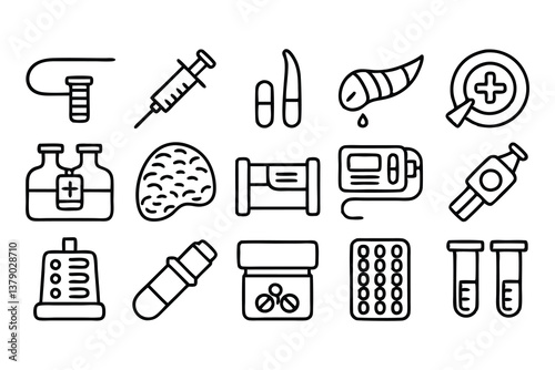 diabetes mellitus related editable stroke outline