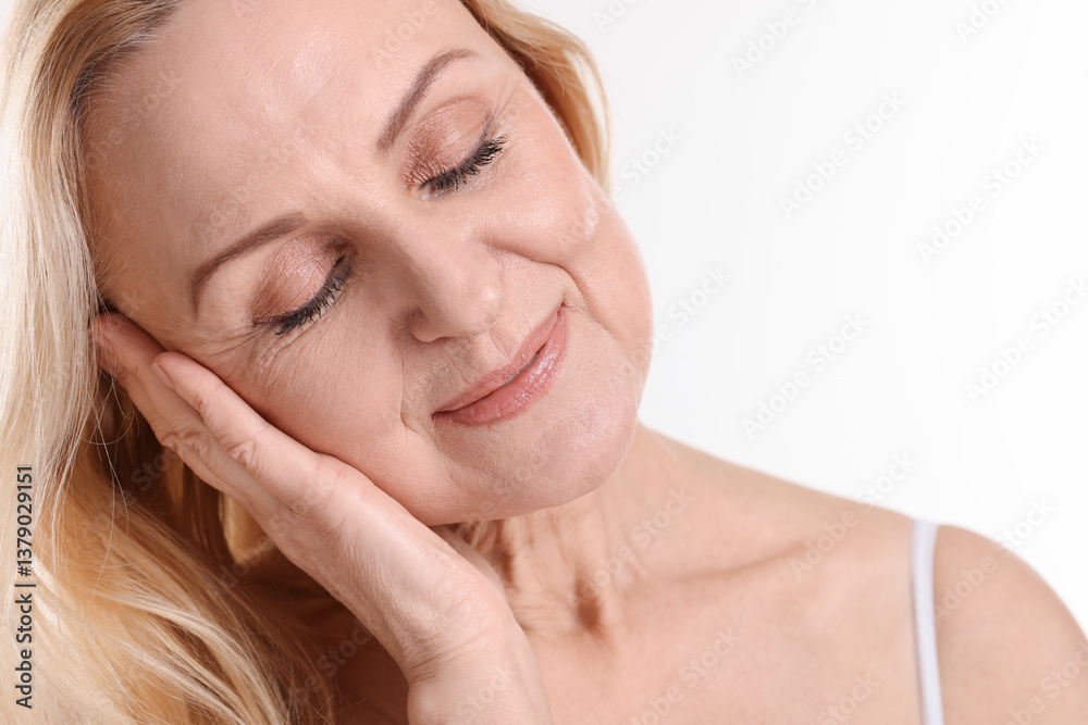 Beautiful middle aged woman on white background Beautiful middle aged woman on white background