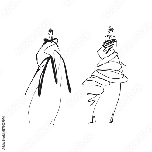 Vector illustration, Fashion woman, Fashion illustration hand drawn, for logo web 