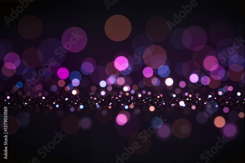 Magical Glitter Particles on Dark Background – Shimmering Purple and Blue Bokeh Effect for Festival in White Nights, Summer Celebrations, and White Nights Themed Events
