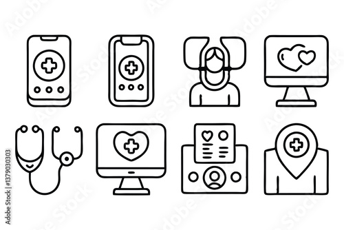 digital healthcare and telemedicine blue editable