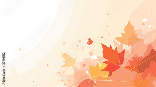 Abstract autumn leaves in soft hues on light background