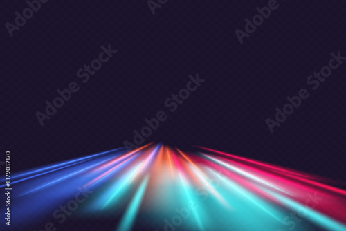 Neon lines. Speed ​​of movement acceleration. Magic of fast moving lines. Vector illustration. EPS 10.