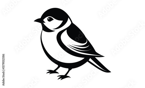 Black and white chickadee silhouette