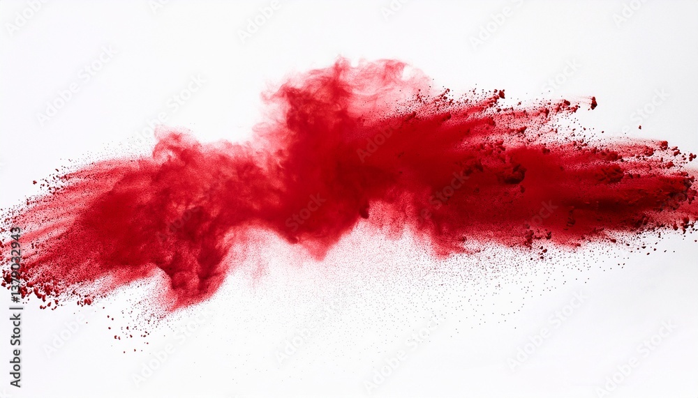 red powder explosion cloud on white background freeze motion of red color dust particles splashing red powder explosion cloud on white background freeze motion of red color dust particles splashing