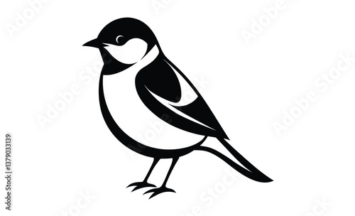 Black and white chickadee silhouette