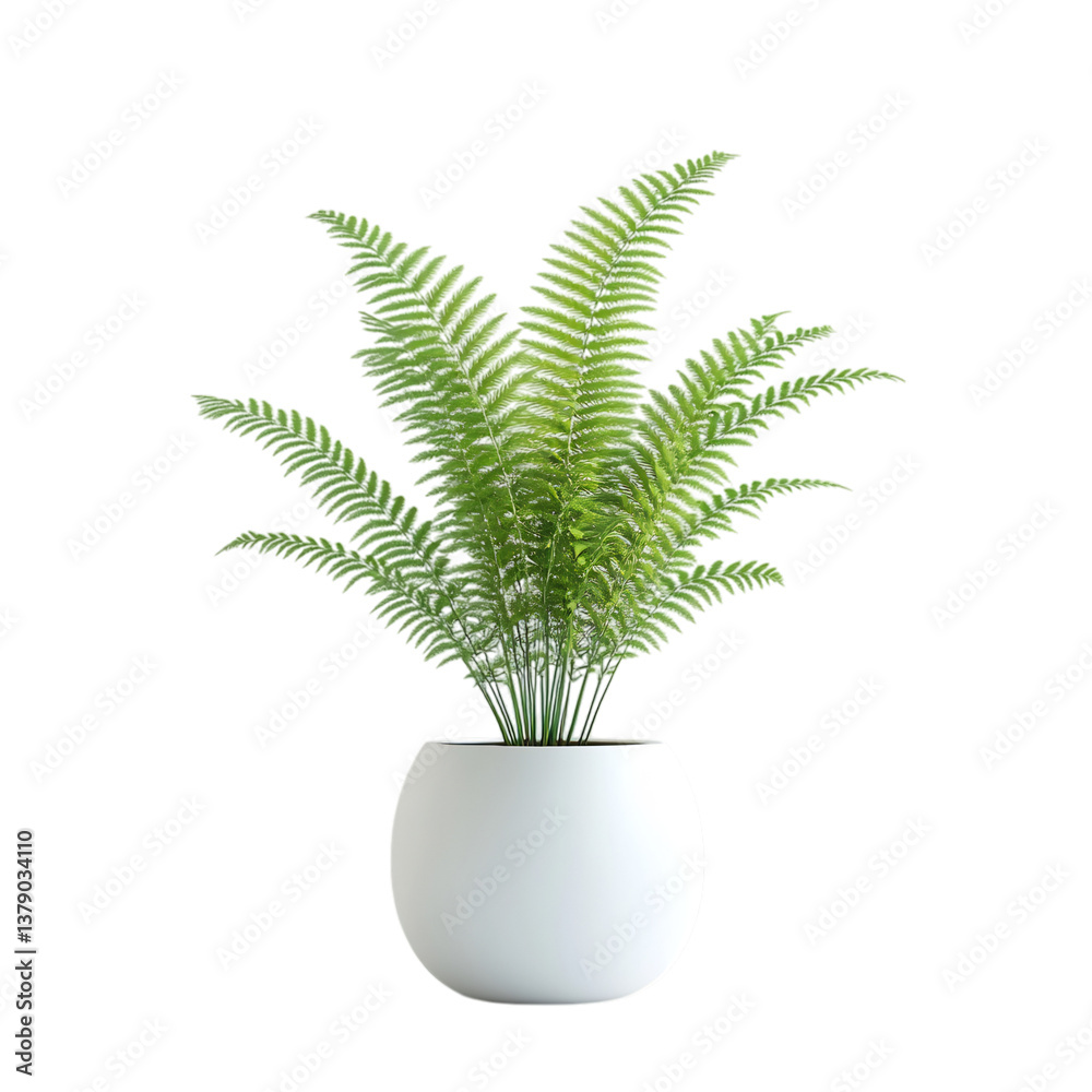 3D Fern Plant with Delicate Leaves in White Pot Isolated on Transparent Background 3D Fern Plant with Delicate Leaves in White Pot Isolated on Transparent Background