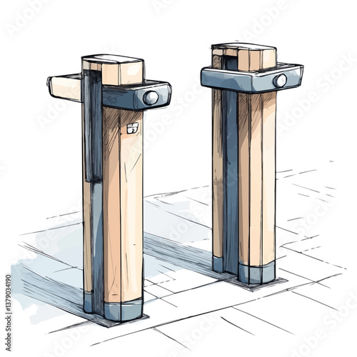 Turnstile minimalist flat illustration, featuring a clean design isolated on a white background.

