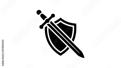 Sword and Shield: A symbolic representation of defense, protection, and strength, featuring a sword resting over a shield. 