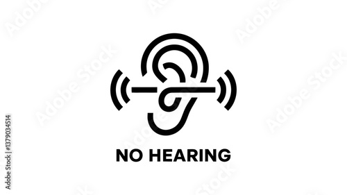"No Hearing Symbol: A stark graphic representing the concept of deafness, perfect for educational resources and awareness campaigns."