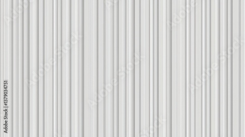 White corrugated metal texture creating a seamless pattern of vertical lines, ideal for backgrounds and design projects related to construction, industry, or modern aesthetics