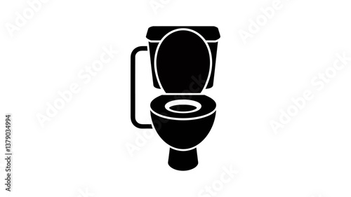 Monochrome Toilet Icon: A simple yet effective black and white icon of a toilet, representing cleanliness and essential facilities. 