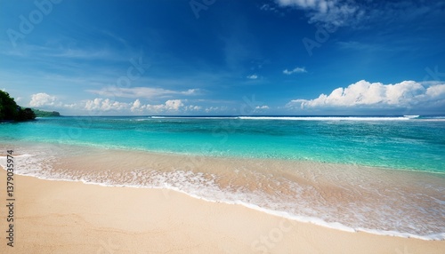 tropical sandy beach and clear sea background bali indonesia