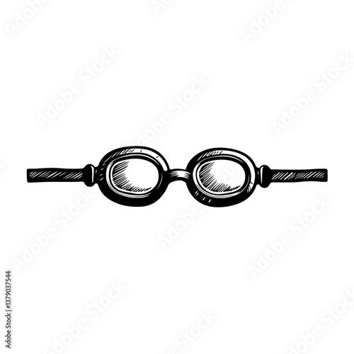 Swimming goggles icon in outline style as concept of sports tourism water activity summer vacation swim gear and outdoor leisure