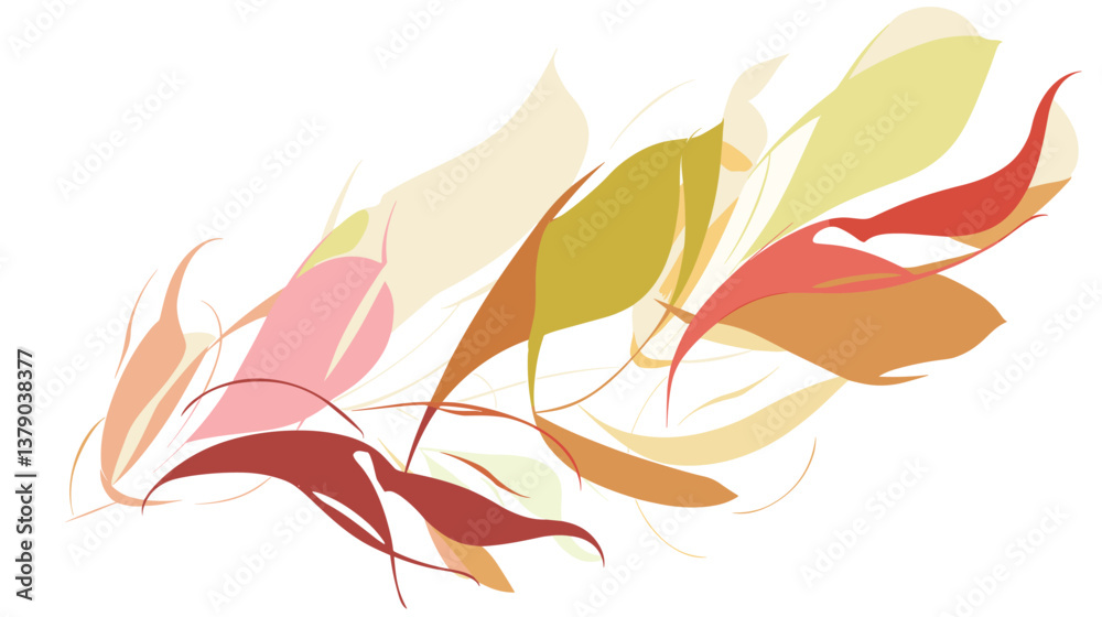 Fototapeta premium Abstract flow of colorful leaves in soft pastel tones