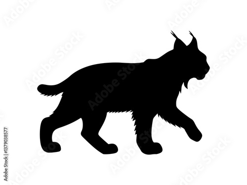 Red lynx silhouette vector flat illustration design.