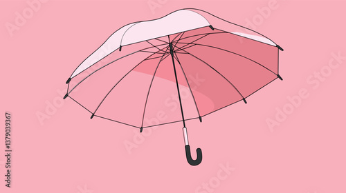 Pink umbrella on pastel background as a symbol of elegance and simplicity