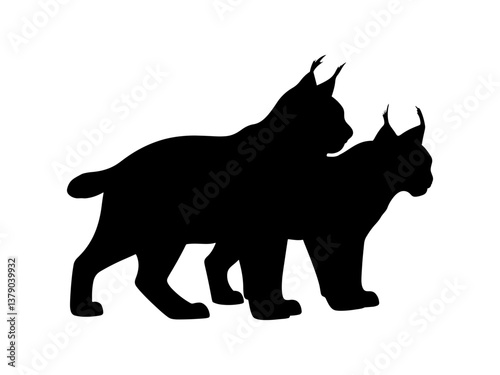 Couple lynx silhouette vector flat illustration design.