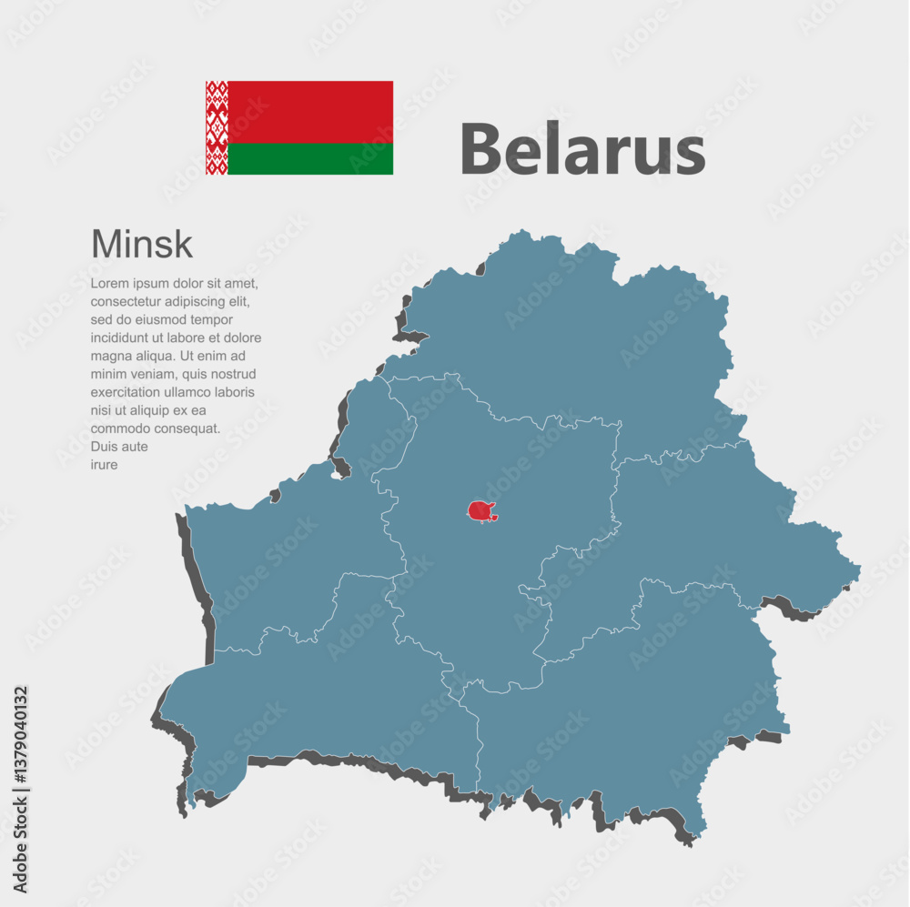 Fototapeta premium Vector map Belarus - Minsk District