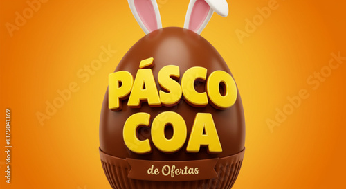 Modelo Promocional de Ovo de Páscoa com Texto "Páscoa de Ofertas"