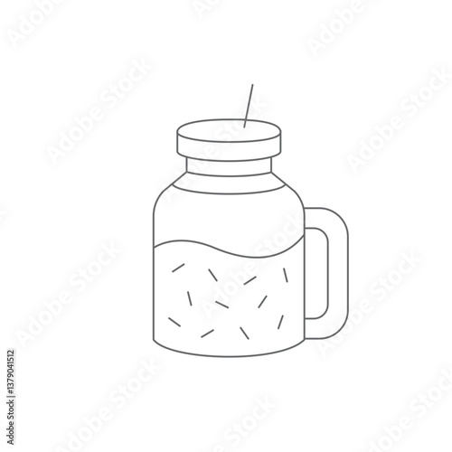 Gray Line art Fitness Vector Icons Minimalist Athletic jar smoothie 