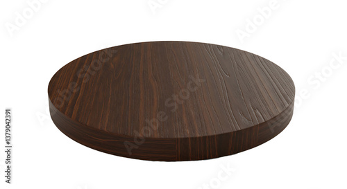 A polished dark brown wood circle isolated on white background,front view 
