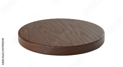 A polished dark brown wood circle isolated on white background,front view 
