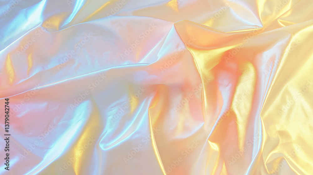 Fototapeta premium Delicate Spectral Light Creates a Holographic Glow on Soft Fabric During Afternoon Light