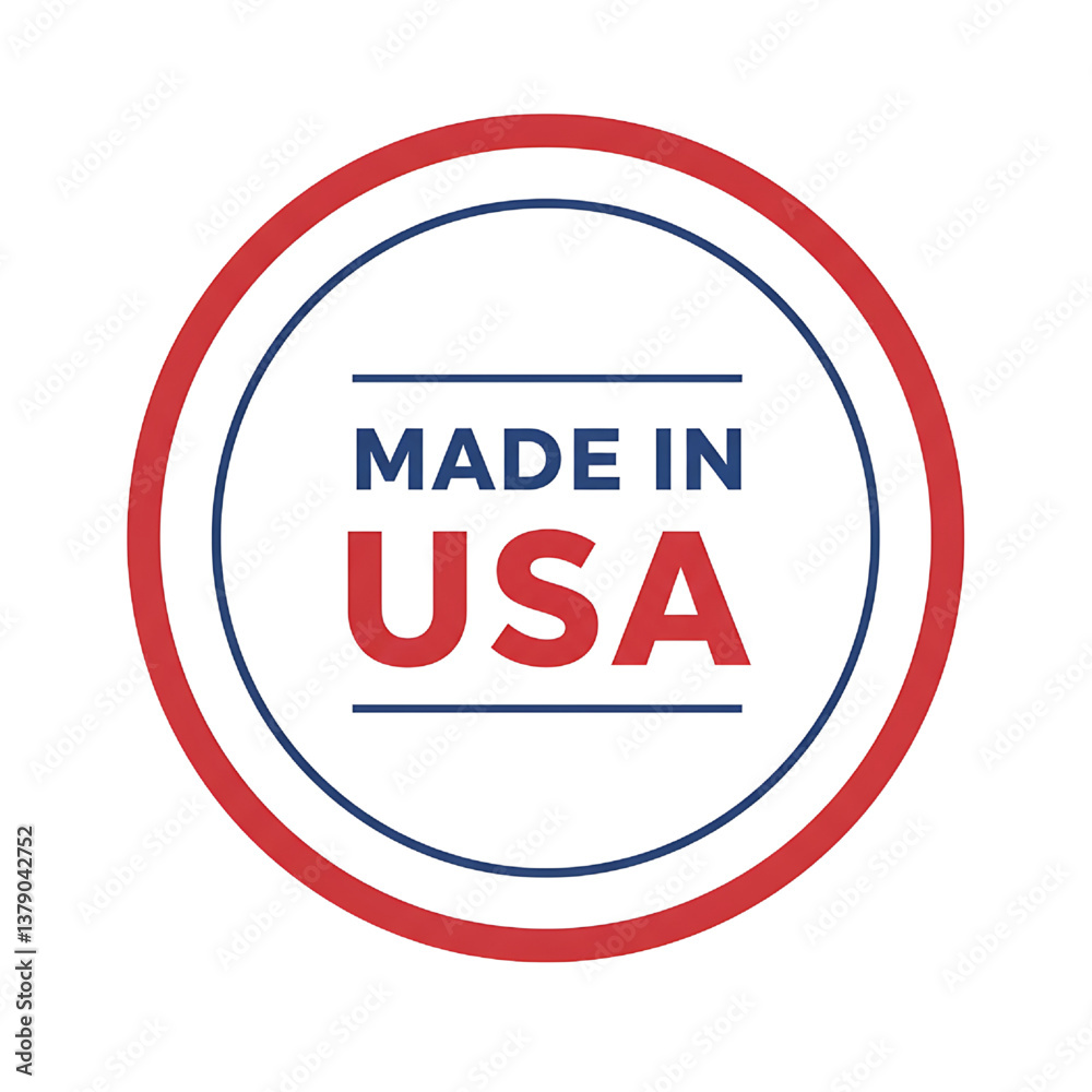 made in USA rounded label flat illustration isolated on white background 
