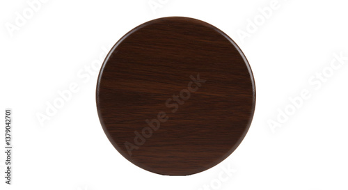 A polished dark brown wood circle isolated on white background,front view 
