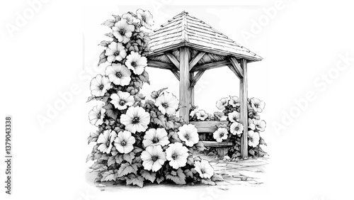 Gallery-Magic Flowers: Relaxing Coloring Pages for Adults and Teens" in Vintage Style