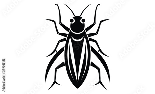 Cricket isolated on white silhouette